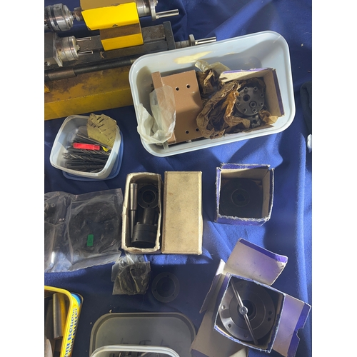 75 - HobbyMat MD65 lathe with a huge assortment of accessories inc drill bits, tap & die attachments, gea... 