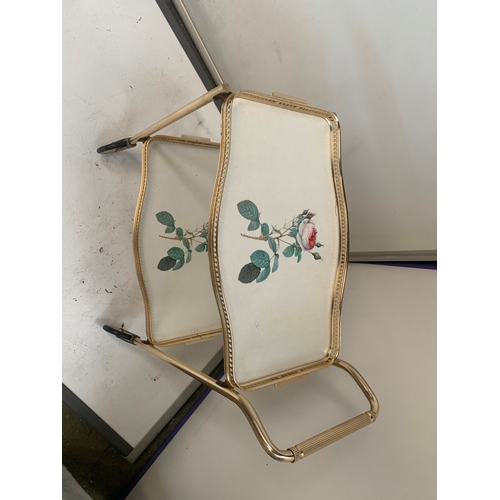 113 - Gold two-tier serving trolley