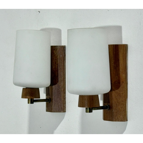 66 - Retro wooden light fittings with shades