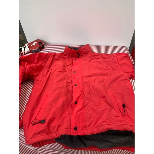 108 - Pair of Adventurewear Red Jackets in Size L, and Fruit of the Loom fleeces in size XL and XXL