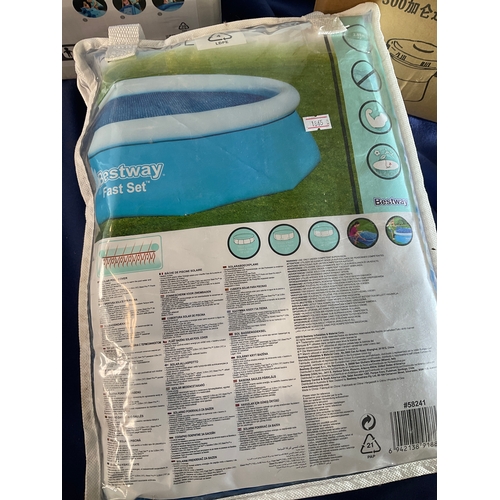 105 - Intex easy set 10’ x 30” take 1018 Gallons of water new in box, solar pool cover by Best way fast se... 
