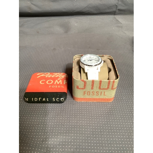 45 - Designer white fossil watch