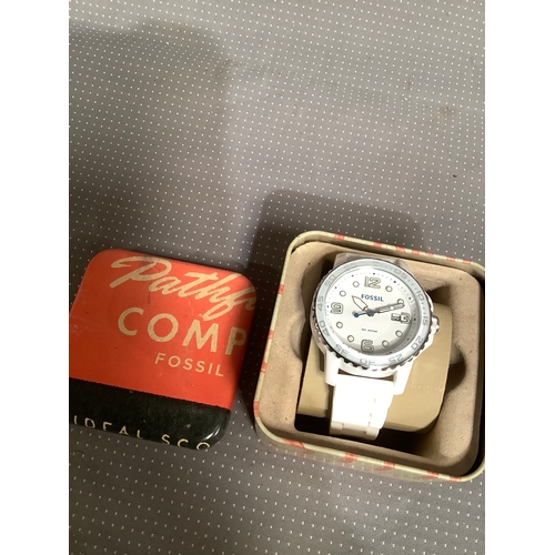 45 - Designer white fossil watch