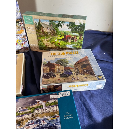116 - Selection of 5 jigsaw puzzles summer Days, Storm Chased, vets visit, Goose Cottage and I Love boats