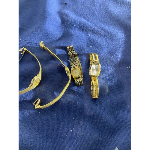 155 - Selection of ladies gold coloured watches including Seiko, Titan and accurist