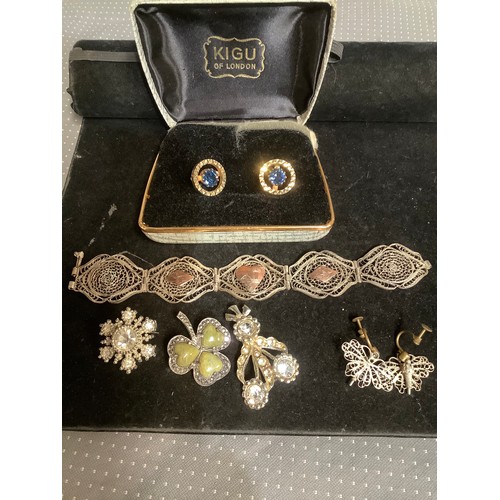 182 - Collection of brooches cuff links earrings and bracelet