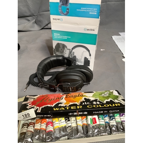 189 - MSH40 headphones plus flying eagle water colour paints