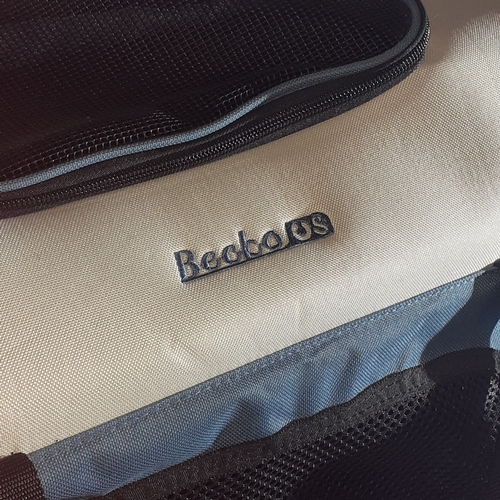 54A - Canvas pet carrier by Becko. 2 side openings and top opening. Good clean condition