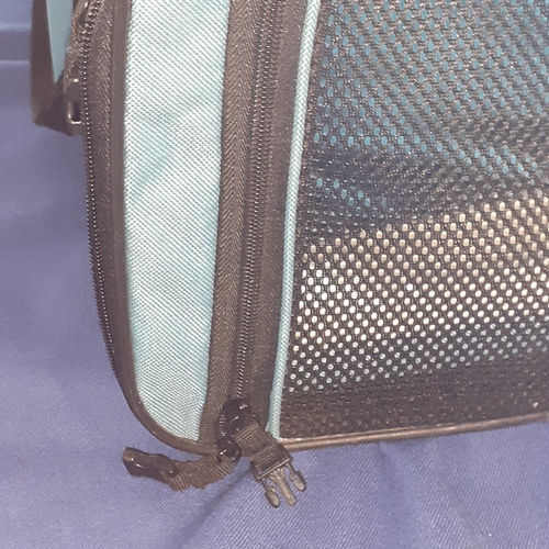 54A - Canvas pet carrier by Becko. 2 side openings and top opening. Good clean condition