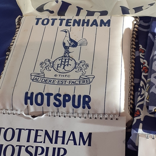 66A - Tottenham Hotspur lot. Includes Flag from 1991 cup, clock and single quilt cover set, 2018 & 2019 ca... 