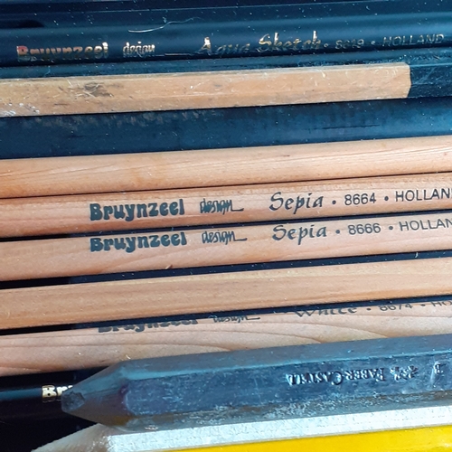 65A - Collection of Drawing/Graphite and colour pencils. Also includes a box of miscellaneous artists mate... 