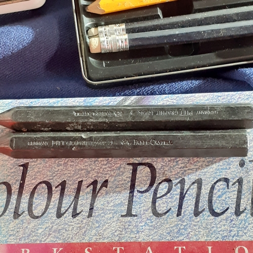 65A - Collection of Drawing/Graphite and colour pencils. Also includes a box of miscellaneous artists mate... 