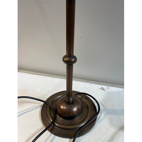2 - Copper based table lamp with orange glass shade