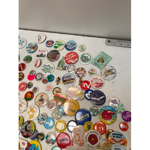 13 - Large quantity of pin badges inc Thomas the tank engine, age badges, Minnie Mouse and more