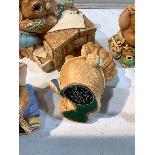 37 - Pendelfin 6 school time ornaments includes Boswell, Wendy & Newboy