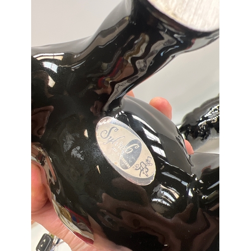 17 - Quantity of black ceramic elephants inc Sylvac