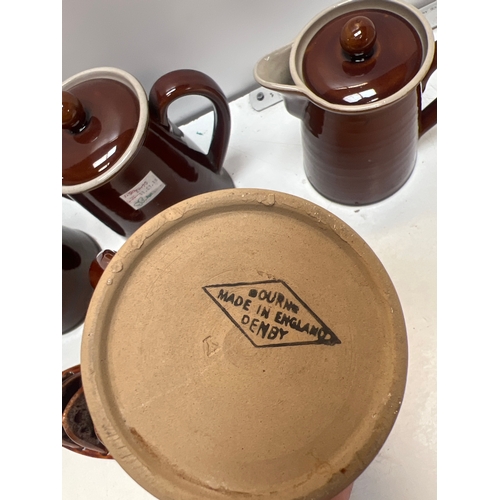 15 - Denby collection inc coffee pot, milk jug and toast rack