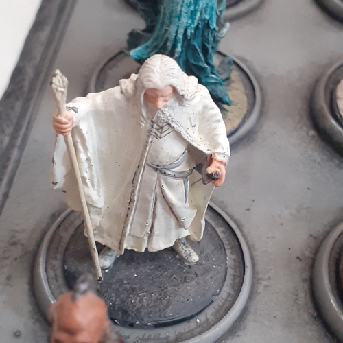 48 - Lord of the Rings pewter figurine collection. On display stand. Good condition just dusty from stora... 