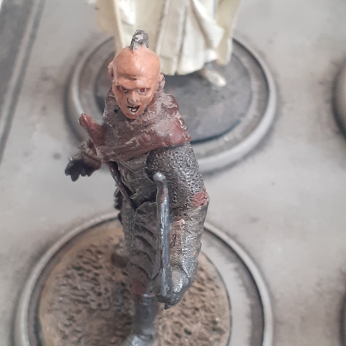48 - Lord of the Rings pewter figurine collection. On display stand. Good condition just dusty from stora... 