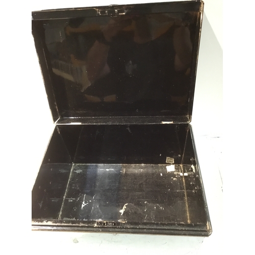 8 - Black Metal Container Box approx 26 x 41 x 32cm