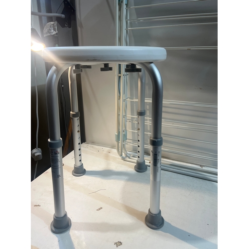 58 - Metal clothes airer in good condition and small mobility stool