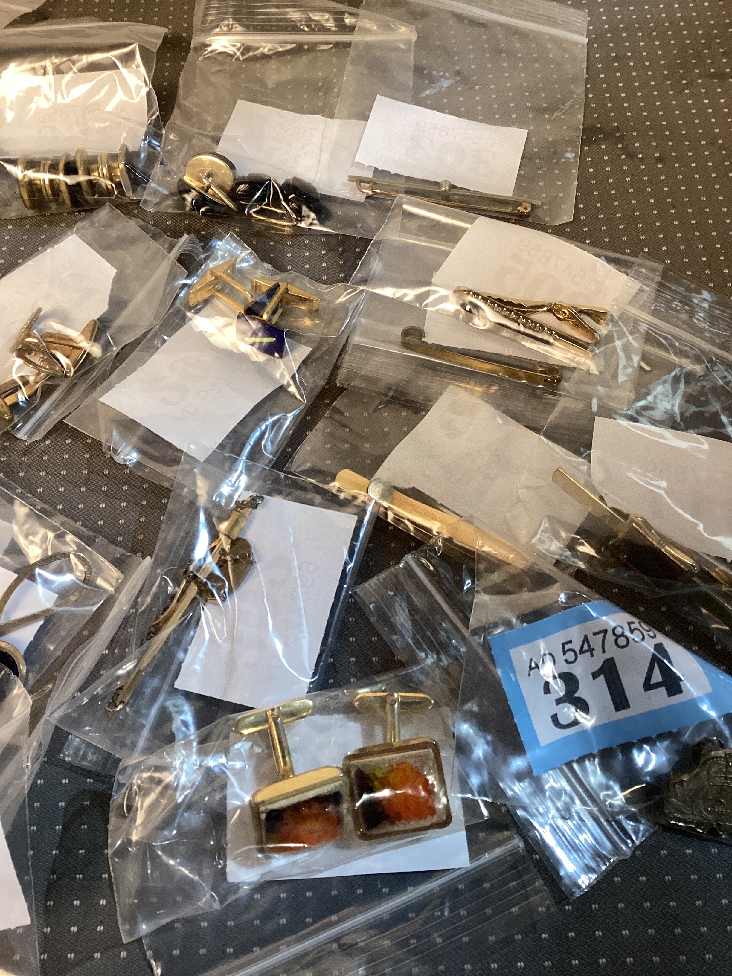 Collection of Tie pins and cuff links