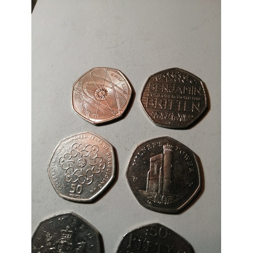 320A - COINS : 6 x mixed 50p coins