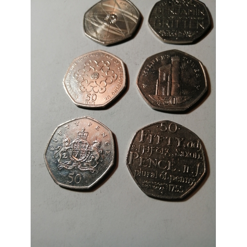 320A - COINS : 6 x mixed 50p coins