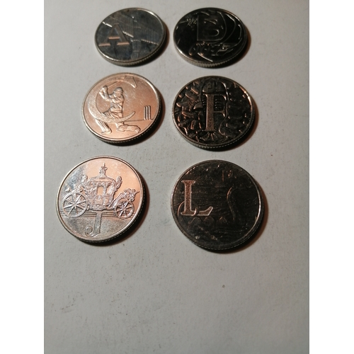 321A - COINS : 6 x mixed alphabetical 10p coins (including James Bond)