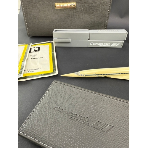 303 - Concorde in flight travel set with a plastic Concorde model