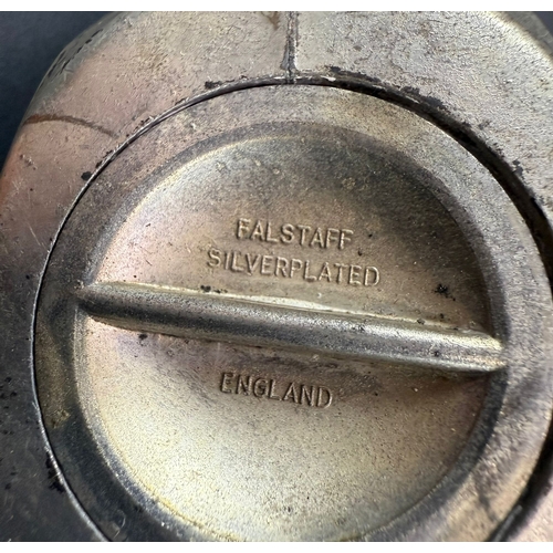 324 - Falstaff silver plated duck money box with stopper