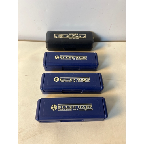 207 - 3x Blues Harp harmonica, plus Horner Pro Harp