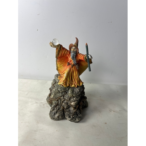 65 - Mystical wizard ornament with staff & crystal ball