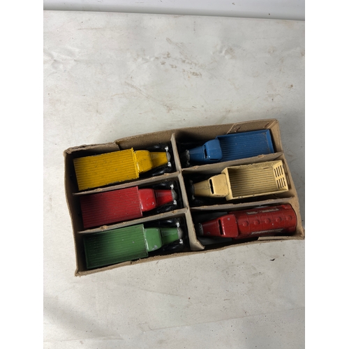 183 - Set of 6 No25 French Meccano Dinky toy die cast vehicles with original box