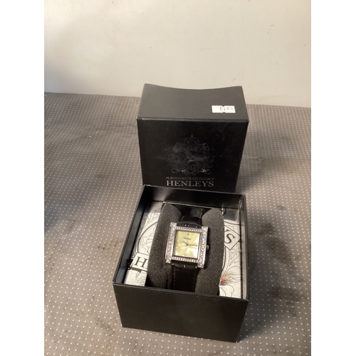 239 - Henley ladies square face watch with crystals surround
