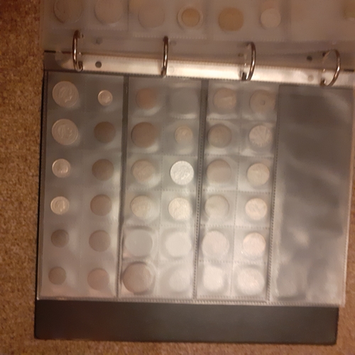 315A - Folder containing pages of coins mostly European countries pre Euro. Lira, Francs, Swiss coinage etc... 