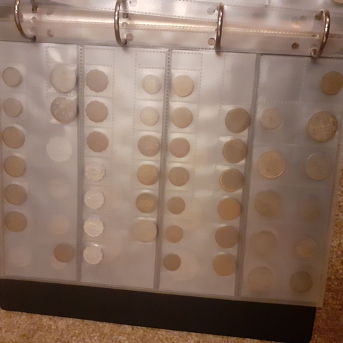 315A - Folder containing pages of coins mostly European countries pre Euro. Lira, Francs, Swiss coinage etc... 