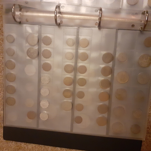 315A - Folder containing pages of coins mostly European countries pre Euro. Lira, Francs, Swiss coinage etc... 