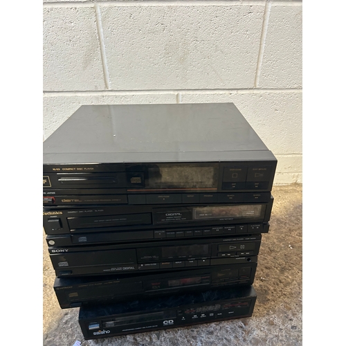 Stack of separate CD Players inc Technics, Sony, Saisho etc - untested