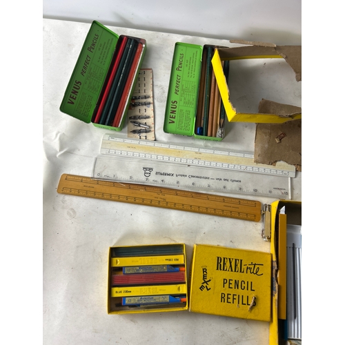Pencil & ruler collection inc Venus perfect pencils and rexel refills