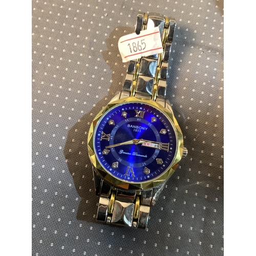 Banbony 1853 golden blue dial watch