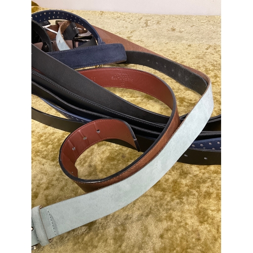 Selection of leather belts mixed colours and sizes