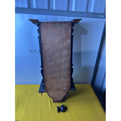 Vintage oak cased wall clock with key & pendulum - 70cm tall