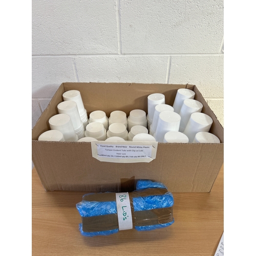 103 - Quantity of brand new food containers - Tamper evident tubs 123 with lids