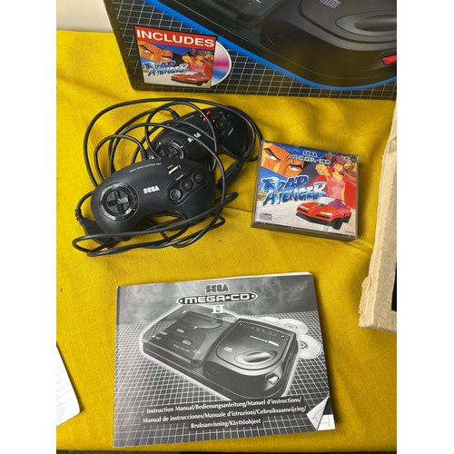 79 - Sega Mega-CD II base with 2x controllers and road avenger game - boxed