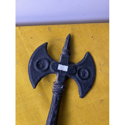 89 - Cast iron decorative double sided axe - 40cm long