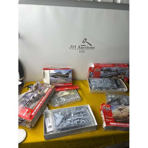 97 - 4x Airfix models inc dogfight doubles - 3 look to be complete - the electric lightning is opened and... 