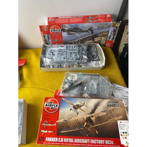 97 - 4x Airfix models inc dogfight doubles - 3 look to be complete - the electric lightning is opened and... 