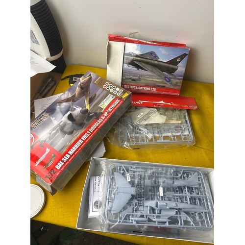 97 - 4x Airfix models inc dogfight doubles - 3 look to be complete - the electric lightning is opened and... 
