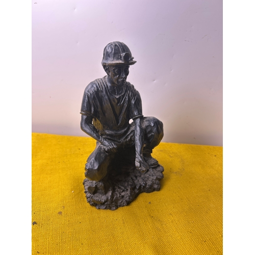 102 - Classique coal miner figure made from coal - 8” tall